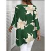 Large Size Print Is Irregular. Mid-length Sleeve Crew Neck Top