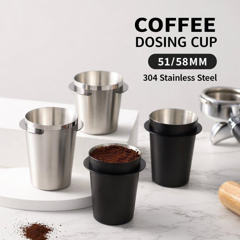 Espresso Powder Catch Cup Food Grade Stainless Steel Portable Coffee Dosing Cup 51mm 58mm Practical Coffee Bar Accessory