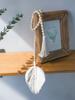 Wood Bead Rope Macrame Leaf Wall Hanging Home Decor Rustic Tassel Wall Decor Handmade Room Ornament Boho Home Decoration Gift