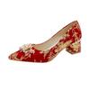 Wedding shoes women's new bridal shoes pointed head shallow mouth Xiuhe shoes bridesmaid dress shoes thick heel wedding shoes