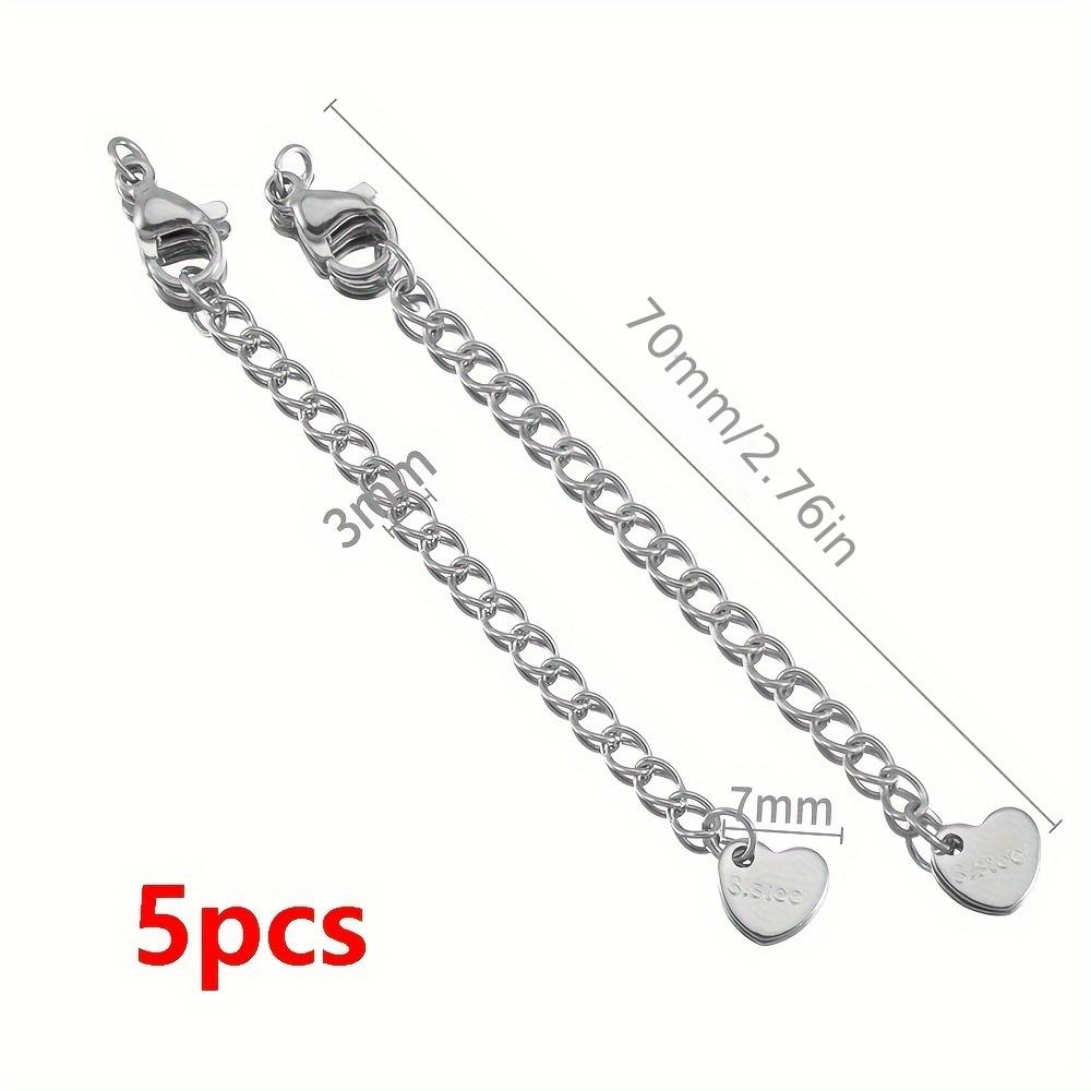 

5pcs Stainless Steel Extension Tail Chain Lobster Clasps Connector Extended Chain Bracelet Necklace Jewelry Making DIY Component 5pcs