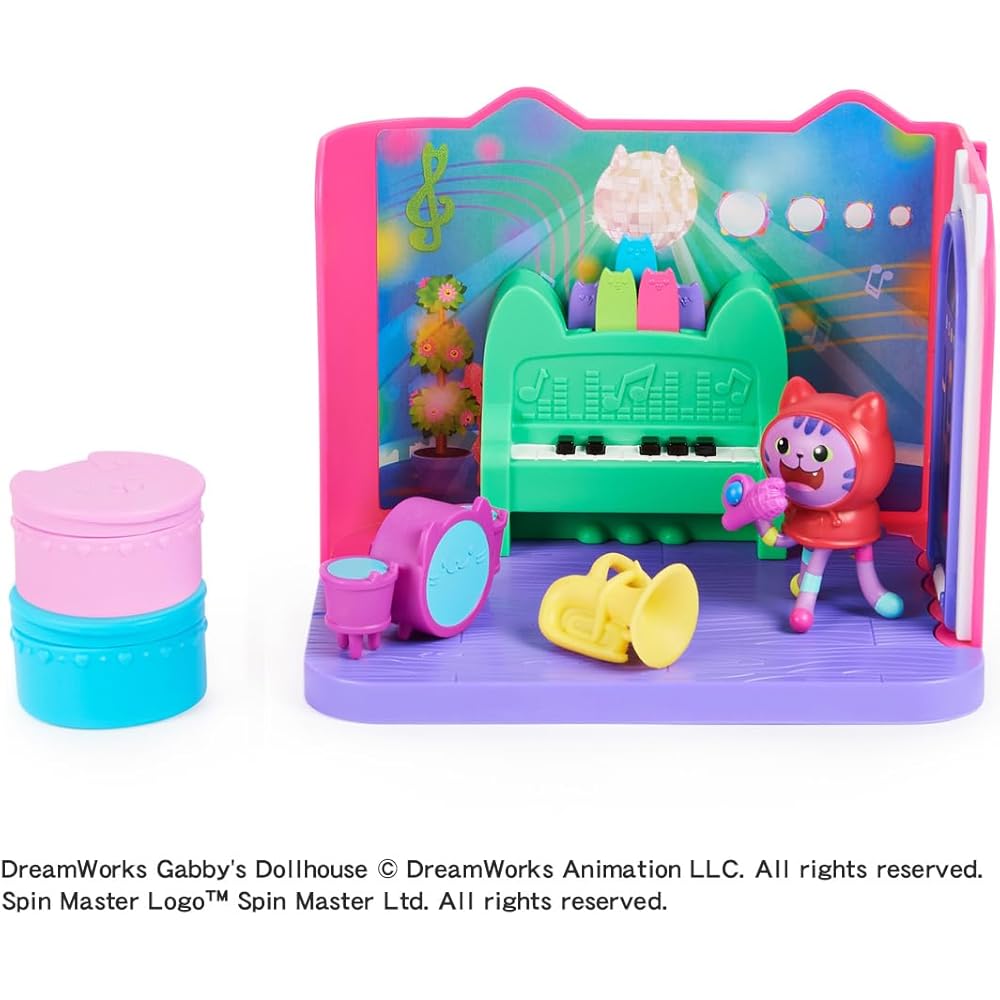 Gaby Dollhouse DJ Catnip Music Room Set with Accessories and Furniture