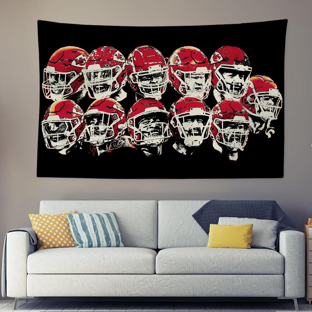 Cool K-Kansa City C-Chiefs NFLS Tapestry Background Hanging Cloth Bedroom Room Decor Aesthetic Tapestry Wall Party