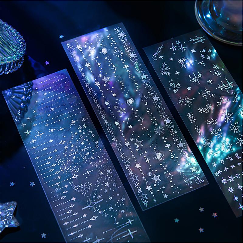 3 Blatt/Pack Kawaii Haustier Laser Silber Aufkleber DIY Tagebuch Handyhülle Handgemachtes Scrapbook Ästhetische Aufkleber Schüler Schreibwaren