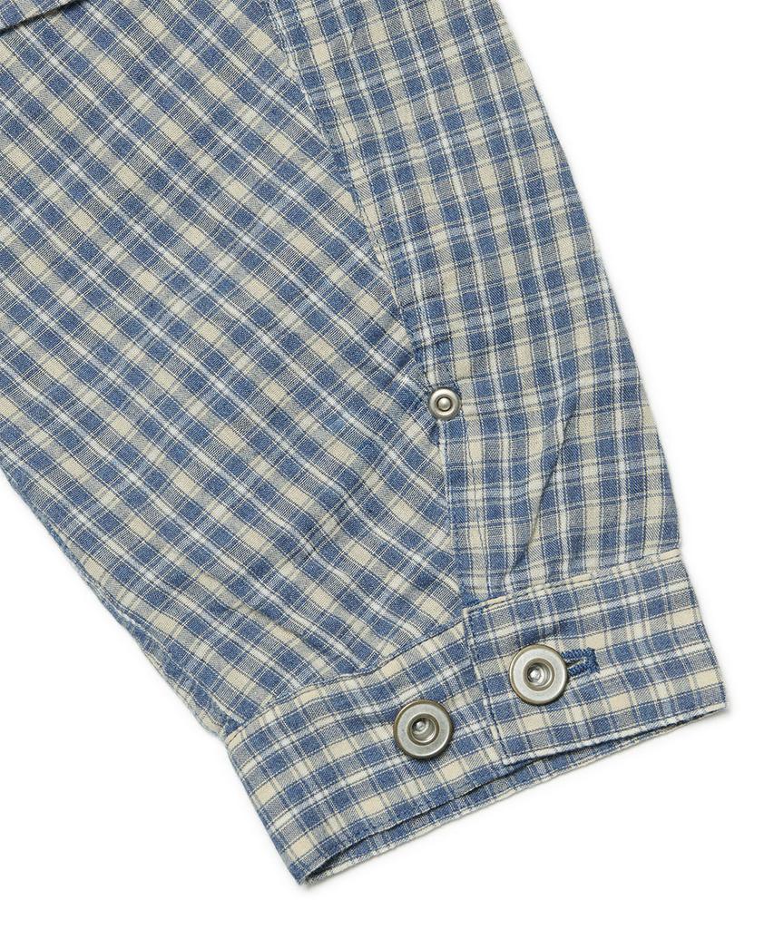 Nomanual Check Trucker Jacket - Washed Blue