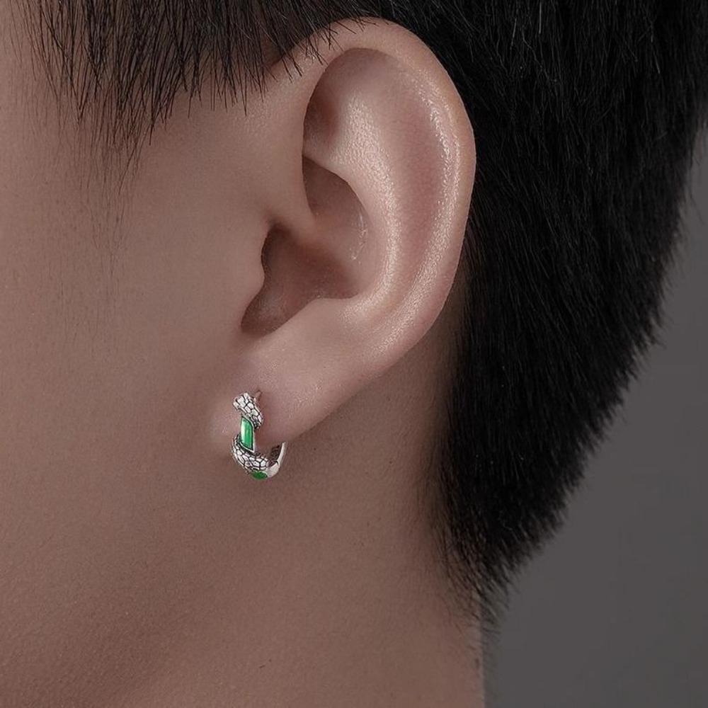 1PAIR Earrings men's high-end sense trend ruffian handsome snake single  cold wind boys earrings