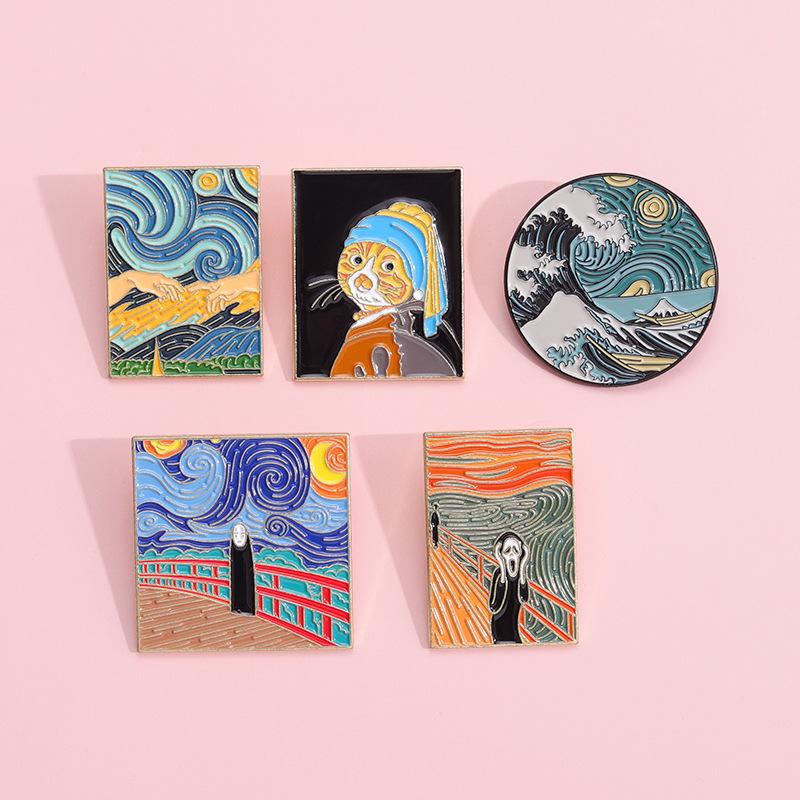 Retro Cartoon Fabulous Cat Waves Brooch Decorative Alloy Pin For Creative Styles Fashion