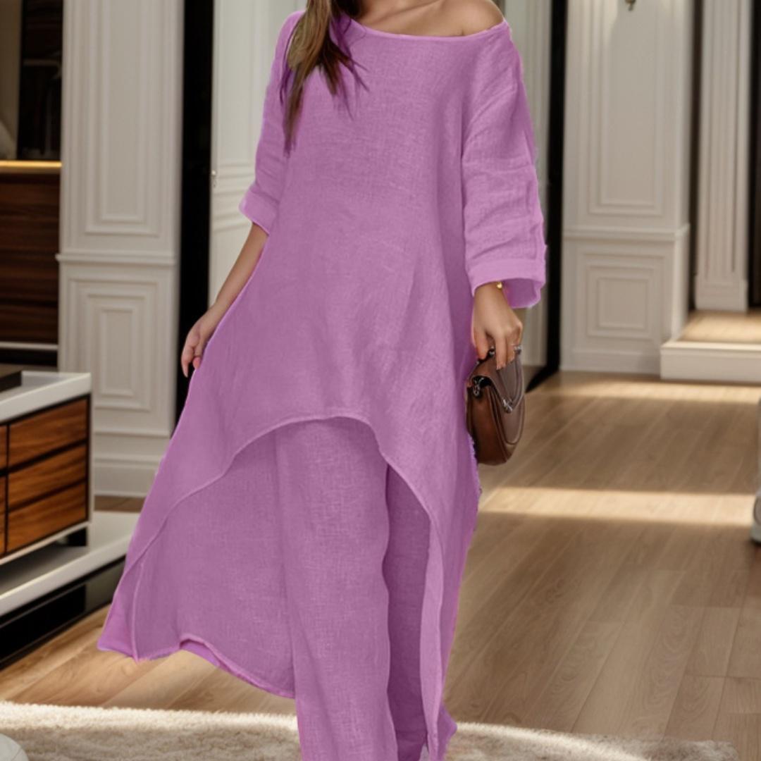 

Tooxika, новый топ с длинными рукавами нестандартной формы из хлопка и льна, широкие брюки, повседневный однотонный комплект XXXL