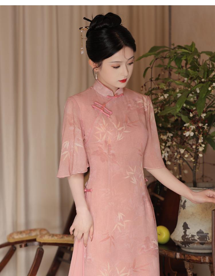 Orchid Green Summer 2025 Cheongsam: Chinese-Style Young Girl's Ao Dai Tea Dress for College Send-Off