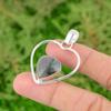 Daughters Day Sale 925 Sterling Silver Moss Agate Stone Heart Elegant Pendant