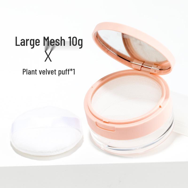 Portable Refillable Powder Compact with Mesh for Setting, Blush, and Talcum
