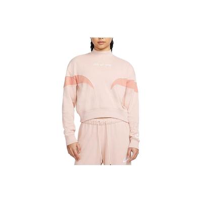 Sudadera de punto de manga corta con cuello mao y logo estampado para mujer Rosa DD5434-601