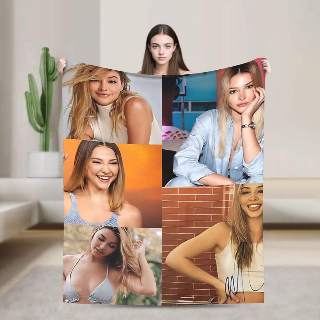 Super Soft Throw Blanket Travel Office Madelyn Cline Beautiful Actress Poster Blanket Flannel For Outdoor Trend Sofa Bed Cover