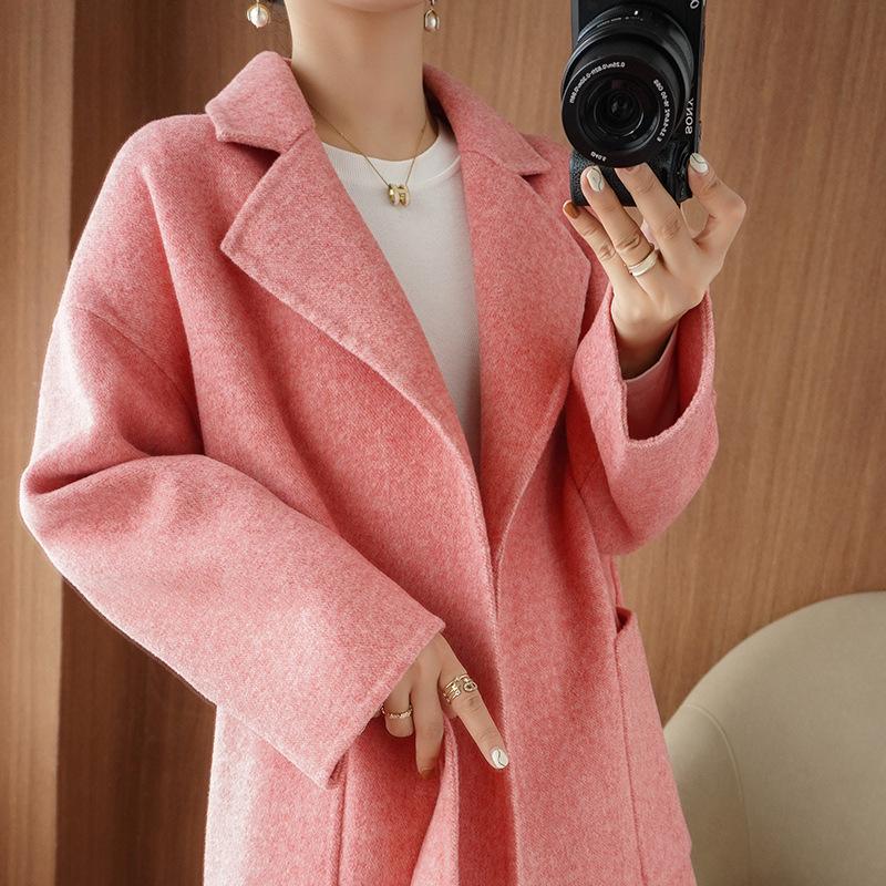 Autumn and winter new double-sided woolen cashmere coat women's medium and long fashion loose wool coat women's clothing
