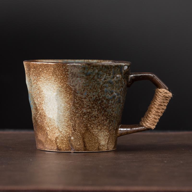 Vintage Gradient Irregular Thread Ceramic Mug Vintage Tie Coffee Cup Birthday Gift Breakfast Oat Milk Cup Office Mug Home Decor