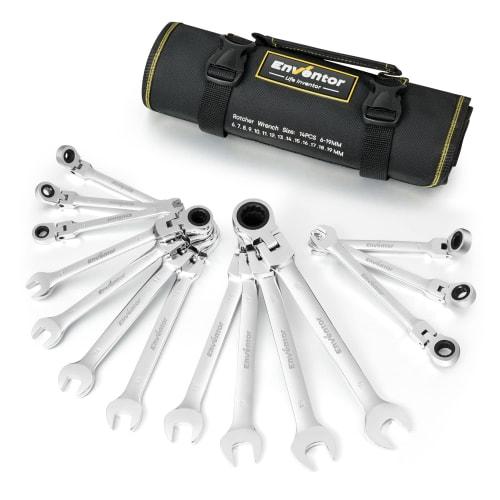 

Enventor Ratchet Wrench Set, Flex Ratchet Wrench, Adjustable Angle, 6-19mm, 14-Piece Set, Swivel Ratchet Combination Set, Dual-Use Head, Dedicated Poc
