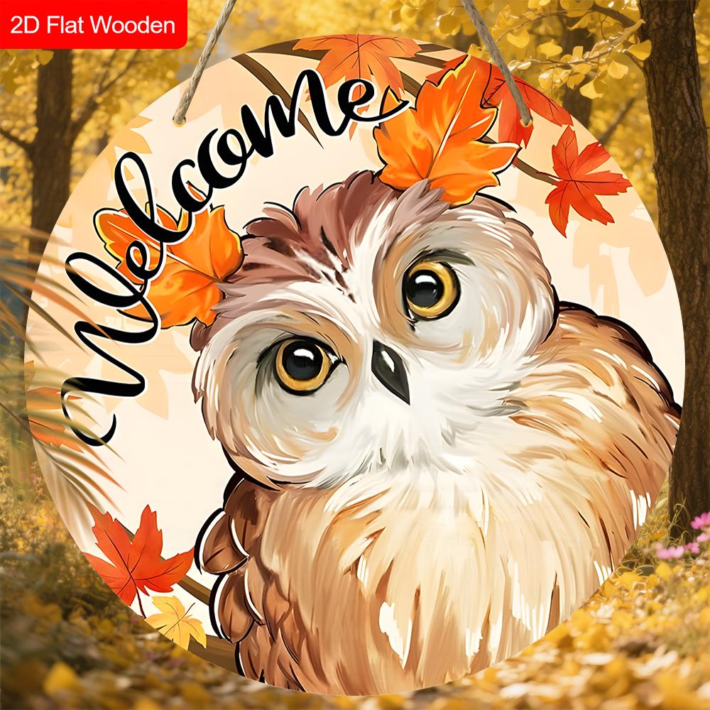 4 Verschiedene Eulen-Stile Holzschild, Einzigartiges Rundes Schild für Haustür, Wandbehang-Dekor, Ideales Geschenk für Freunde & Familie