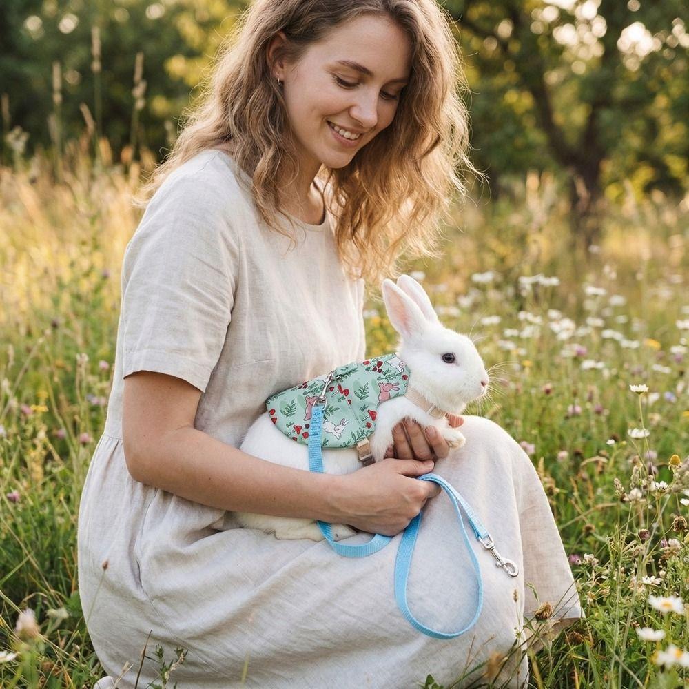 Breathable Guinea Pigs Vest Adjustable Rabbit Leash Set Practical Walking Harness  Training