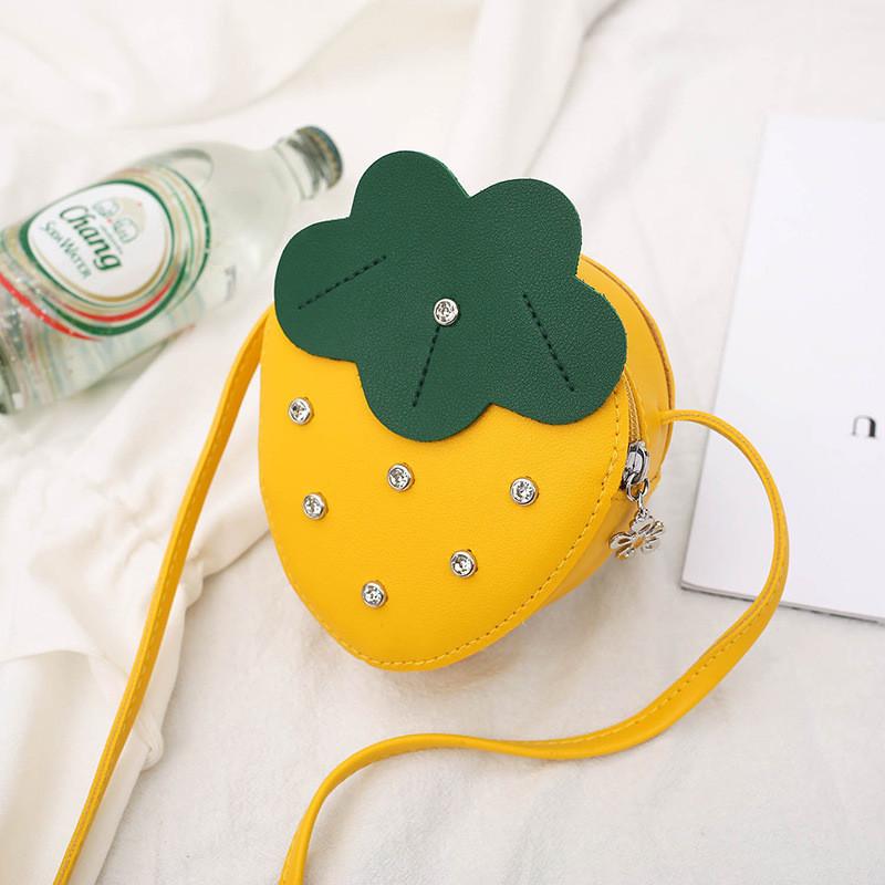 Очаровательная клубничка со стразами, милая мультяшная детская мини-сумка через плечо для девочек жёлтый