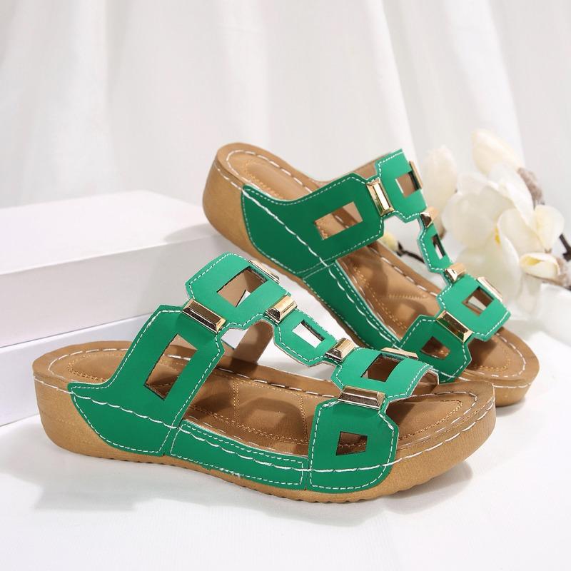 

Повседневные пляжные крутые шлепанцы Женские перфорированные дышащие балетки Противоскользящие шлепанцы на одно плечо 43 зелёный