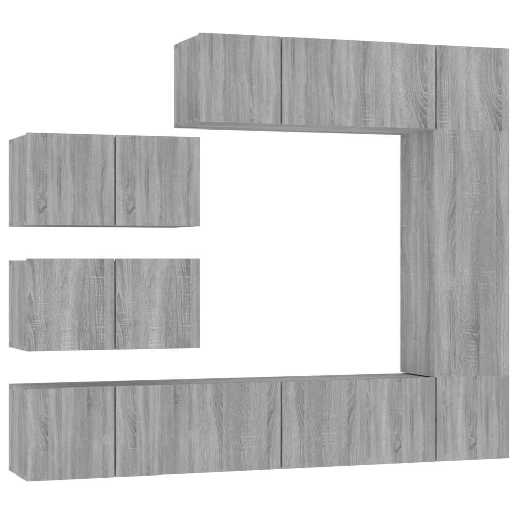 8 Piece TV Cabinet Set Grey Sonoma Particleboard
