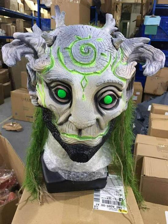 Halloween Green Forest Elf Latex Mask - Old Man Design