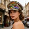 Stylish Rhinestones And Studded Flat Top Cap For Women Men Baseball Hat Fashionable Party Accessory With Adjustable Size