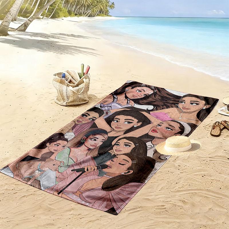 Ariana Grande Green Print Beach Towel, Large Soft Quick Dry Towel for Beach Camping Swimming