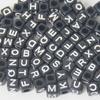 100Pcs Square Acrylic Letter Beads Random Mixed Alphabet Loose Beads For Diy Children'S Jewelry Making Crafts 6X6Mm