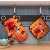 Of 2 Heat-Resistant Oven Mitts Measuring 10.6 by 6.7 Inches, Featuring a Strawberry Design. These Cr