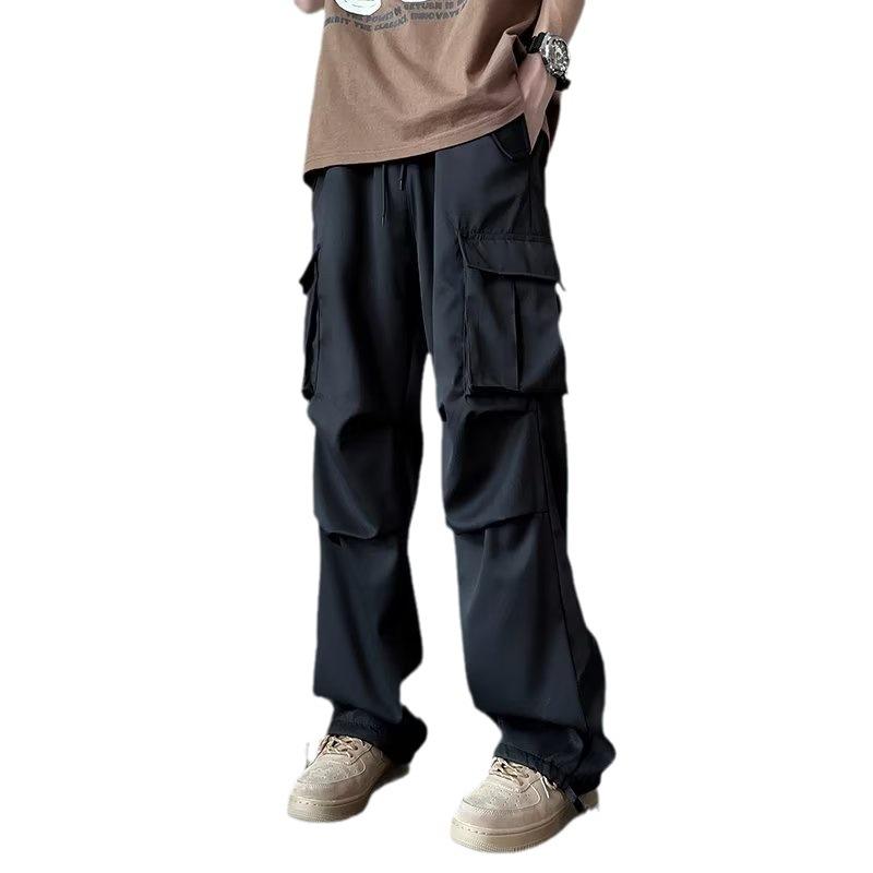 Overalls Men's Summer New High Street Ins Tide Brand Loose Straight Pants Teen Fashion Drawstring Casual Pants
