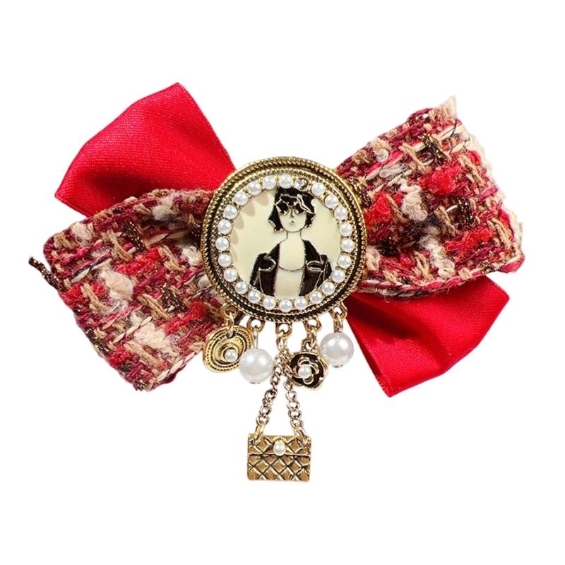 Elegant Vintage Brooch Bowknot Shirt Collar Pin With Alloy Ribbon Design For Formal Occasions Daily Wear красный