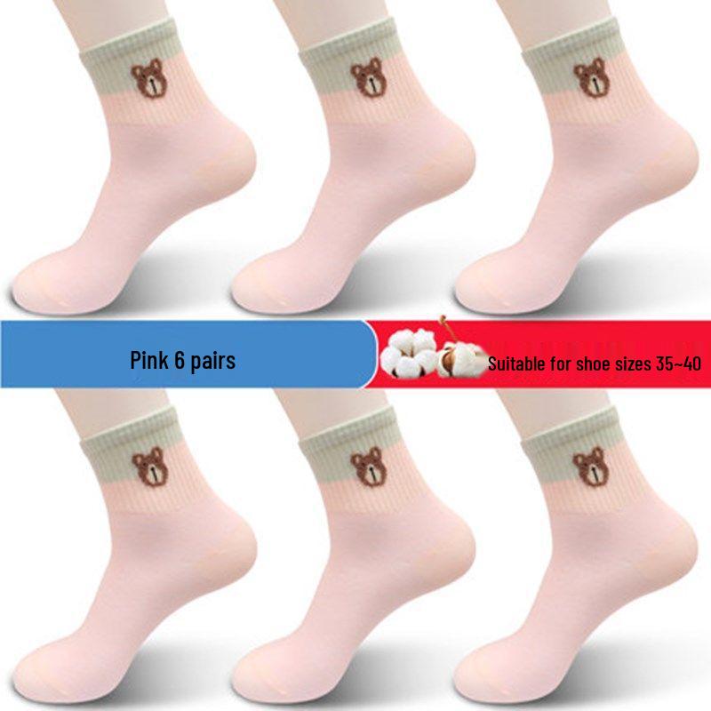 Langsha Women's Cotton Mid-Calf Socks - Autumn/Winter Breathable Odor-Resistant Chinese Style for All Seasons