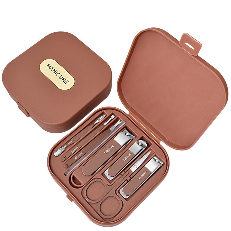 Complete 8 Pcs Set Manicure Kit Nail Clippers with Clippers Cuticle Pusher & Trimmer Portable Gift for Women and Men