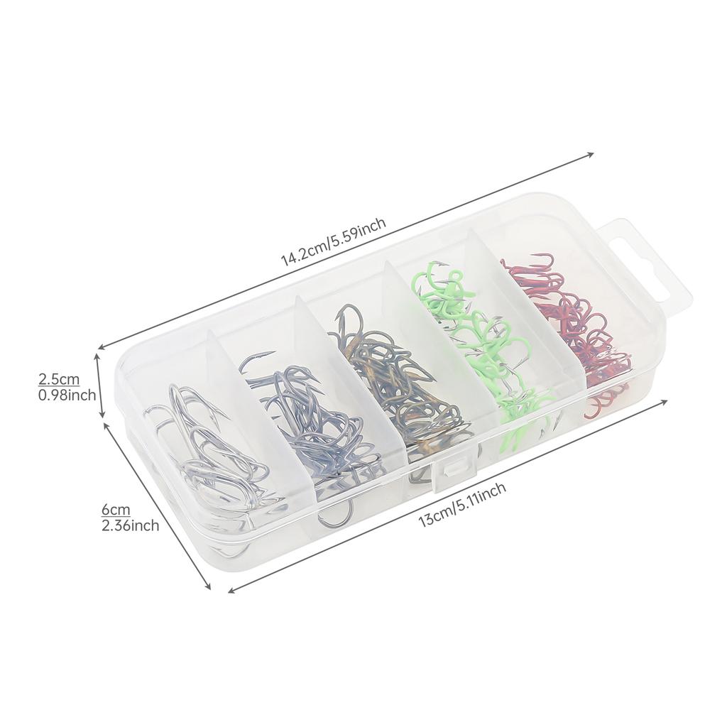 165pcs High Carbon Steel Barbed Treble Hooks Connector Circle Set Assorted Sizes 2#-10# with Storage Box