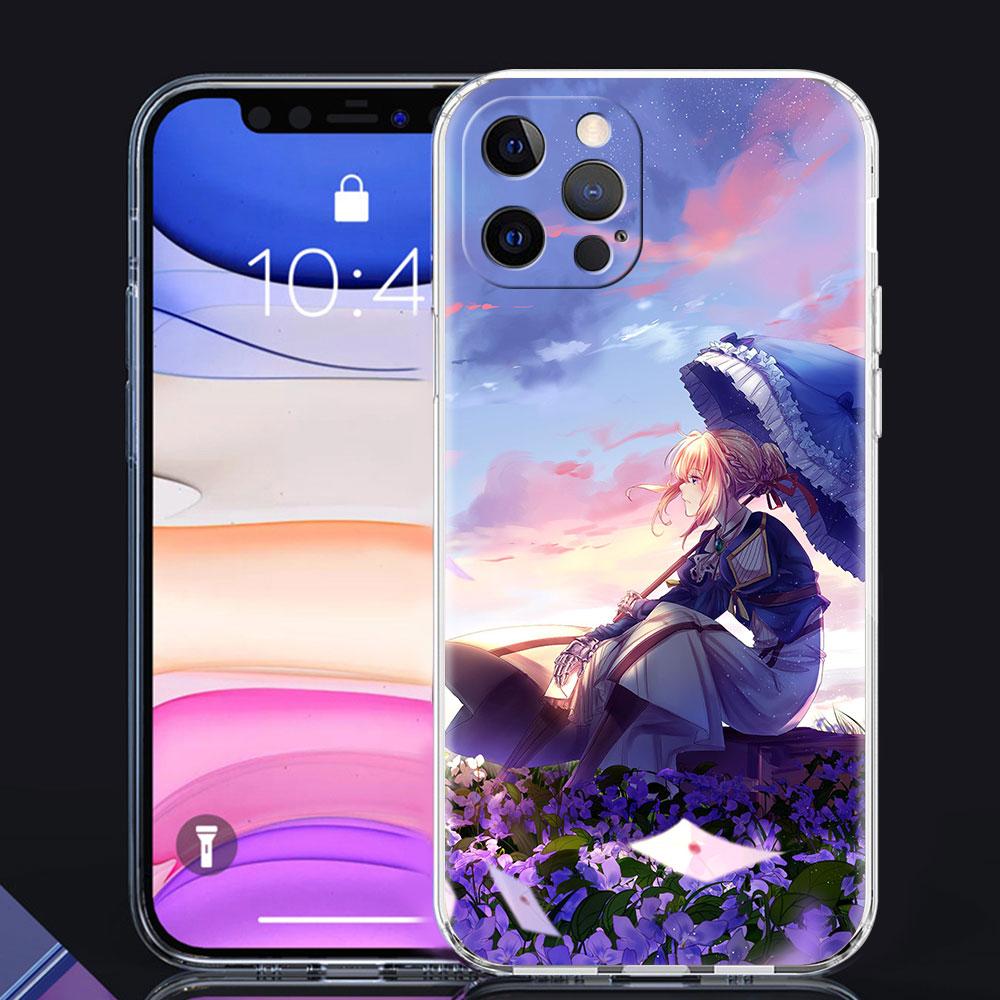 Husă transparentă Violet Evergarden pentru iPhone 13 Mini 12 Pro 11 XR SE 2020 XS Max 7 8 Plus X Husă de telefon din silicon 6 6S Shell Fuana Sac