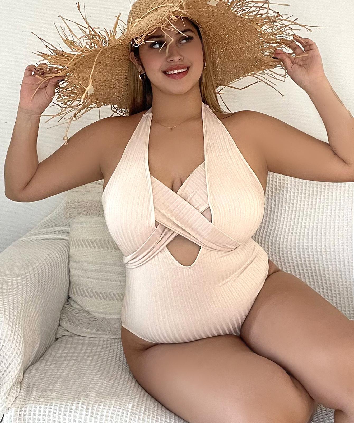 

Сексуальные женские купальники, сплошной цвет, цельный купальник, женские купальники, женские купальники, бразильская пляжная одежда 3XL бежевый