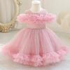 Available Children's Fluffy Tulle Princess Cake Dress for Baby Girls - Perfect for Birthday Parties