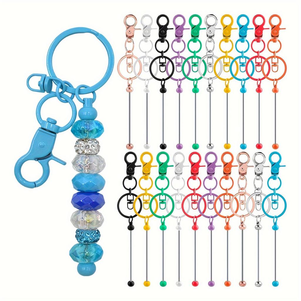 20 Pieces Alloy Bead Keychain Set Sturdy Lobster Clasp Jewelry Making Set for Keyrings and Craft Supplies Daily Use