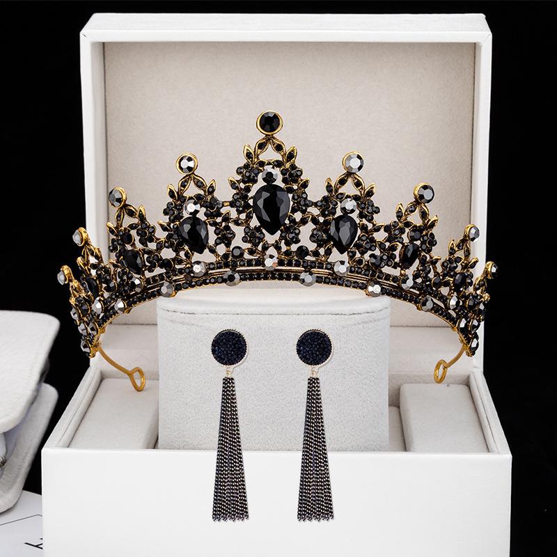 Black Retro Crown Headdress 18th Birthday Adult Ceremony Bride Photo Crown Photo Props