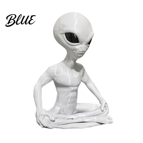 Alien Figurine 3D Printed Model Funny Yoga Zen Statue for Creative Desktop Ornament Room Meditation Space Living Office Decor Gift Sci-Fi