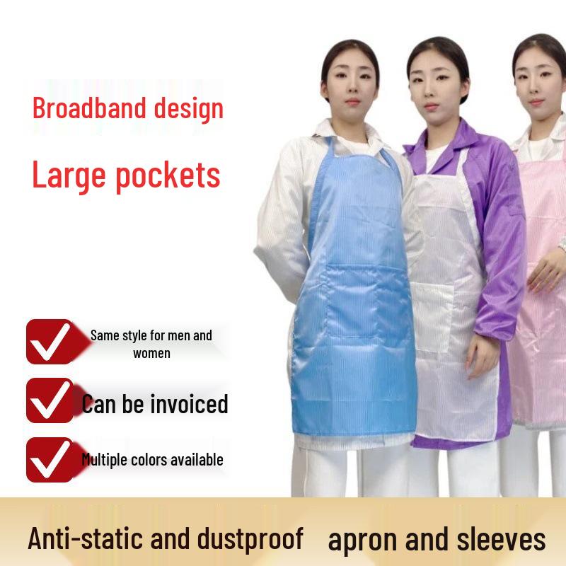 Anti-static Dustproof Apron with Striped Sleeves for Electronic Workshops