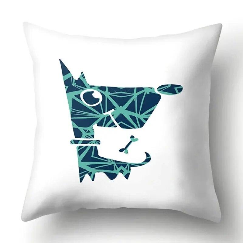 Simple Plaid Animal Pillowcase Puppy Cat Giraffe Pillowcase Children's Room Home Decoration Living Room Sofa Cushion Cover