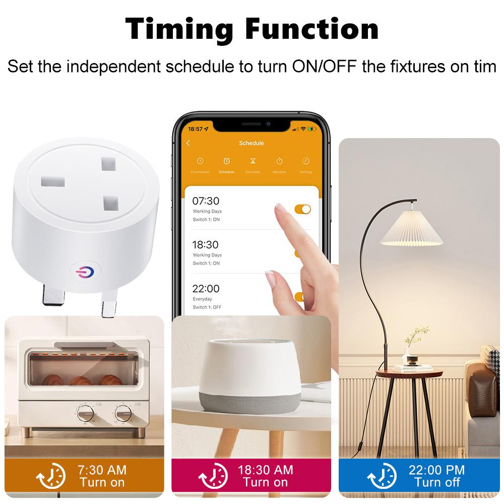 Smart Plug WiFi Socket UK 16A/20A With Power Monitor Timing Function Tuya Smart Life APP Control Works With Alexa Google Home