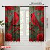 2pcs,2D Plane Printing Creative Curtains Cardinal Bird Christmas Winter Red (2) Versatile Durable Polyester (without Rod)