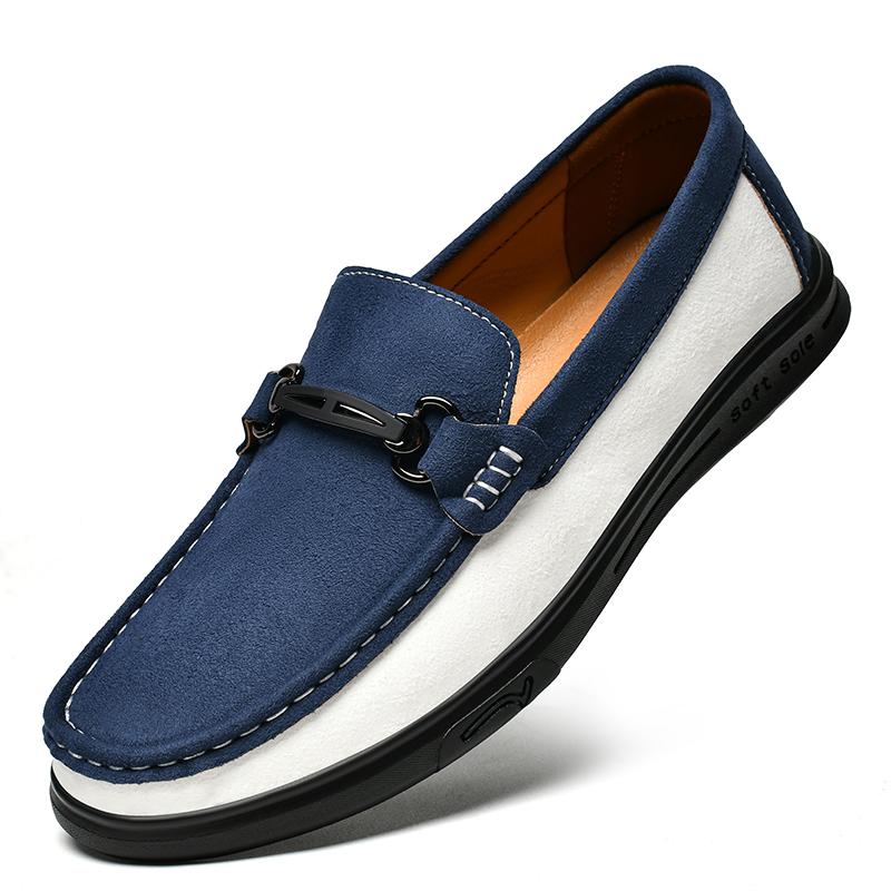 Fashion Luxury Brand Men's Comfortable Soft Soled Casual Leather Bean Shoes Spring New Men's Breathable and Non Slip Outdoor Loafers