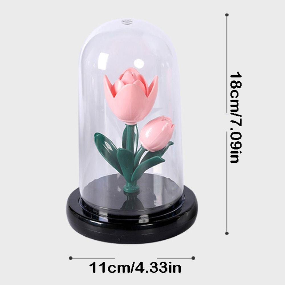 Romantic Eternal Tulip Lamp with Lampshade Pink Tulip Night Light Luminous Simple Bedroom Bedside Lamp Wedding Decor
