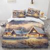 Krásný malovaný povlak na přikrývku a polštáře velikosti King Queen polyesterová ložní souprava pro děti chlapce dívky povlak na přikrývku vzor Dům Strom