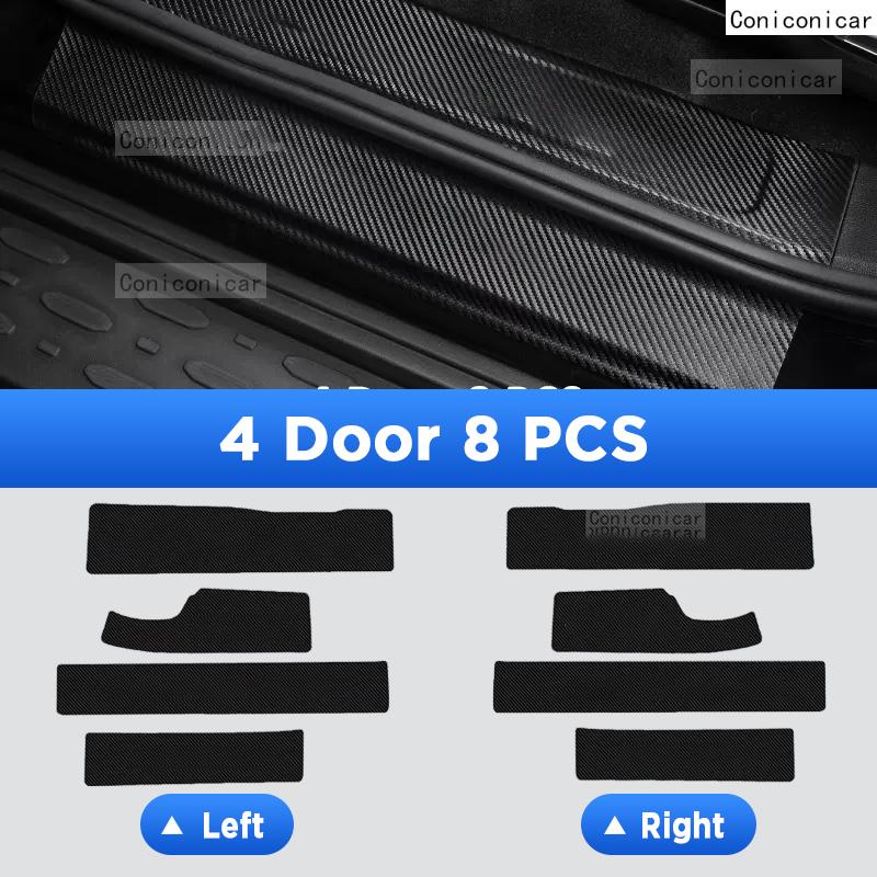 For GWM TANK 300 Hybrid -2025 Car Door Sills Scuff Plate Threshold Protector Interior Imitation Carbon Fiber Sticker Trim