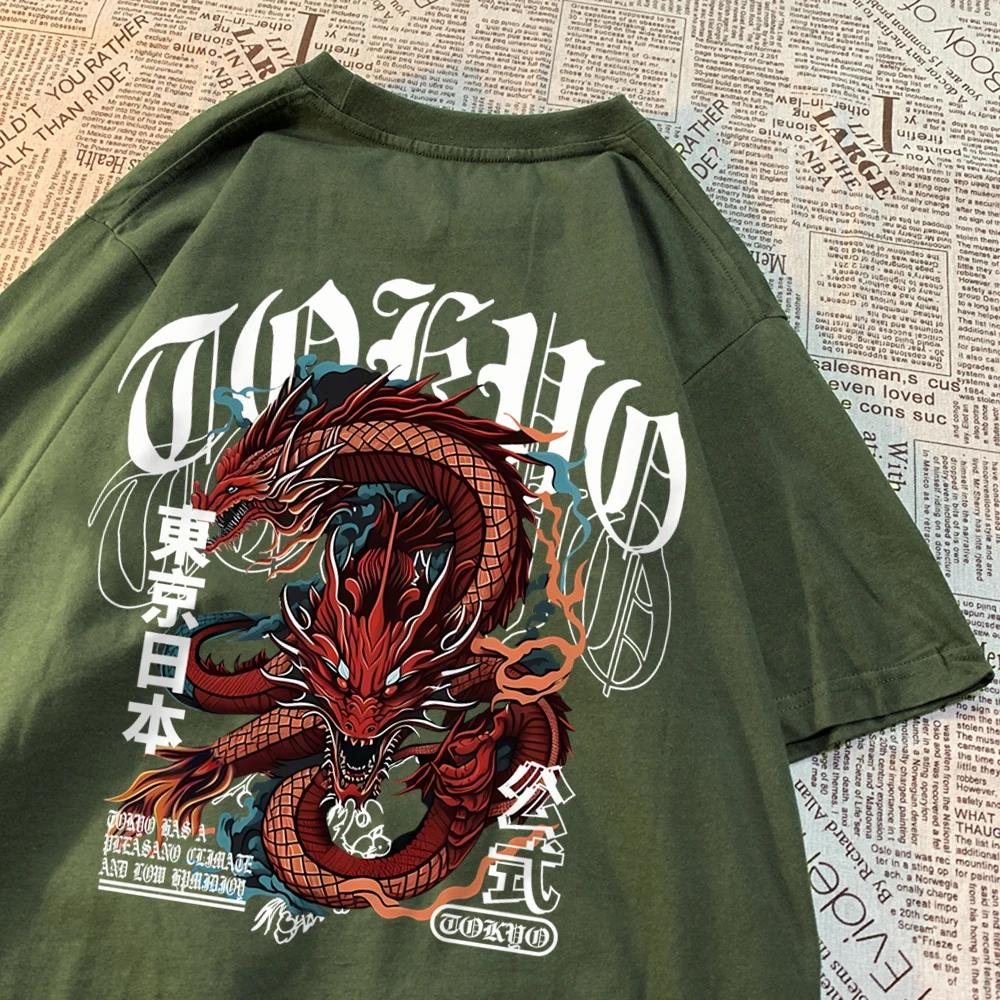 

Японский стиль Tokyo Devil Dragont-Shirts Мужская футболка с рисунком из хлопка Винтажная свободная одежда Индивидуальная летняя футболка для женщин XXXXL серый